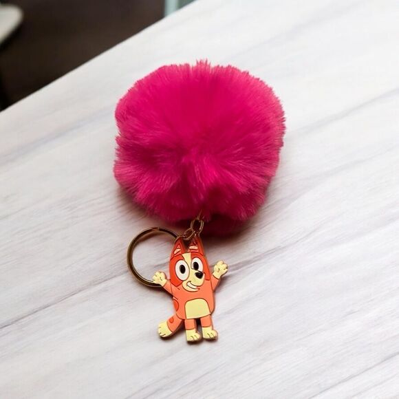 🤯5/$20🤯 Bluey Bingo Pink Pom Pom Key Chain Bag Charm - Picture 2 of 2